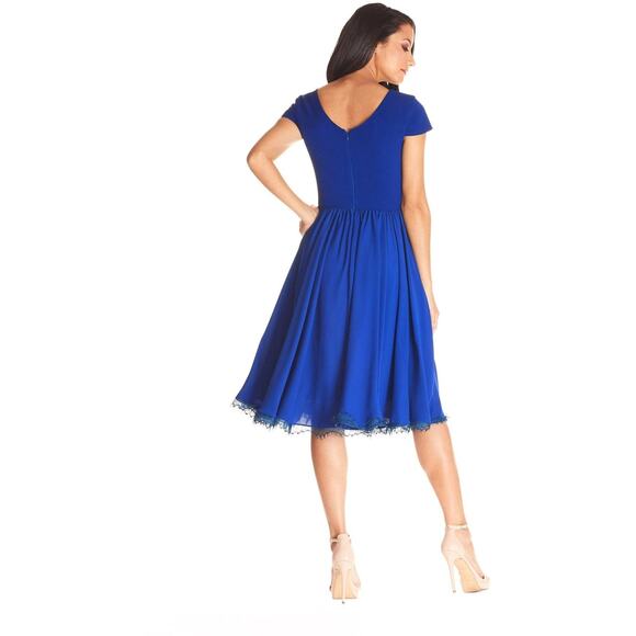 NWT Dress the Population Corey Electric Blue Fit & Flare Midi Dress Size XL - Picture 3 of 4